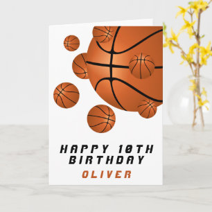 Basketball Balls Orange Kids Junge Happy Birthday Karte
