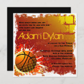 Basketball Bar Mitzvah Einladung (Vorne/Hinten)