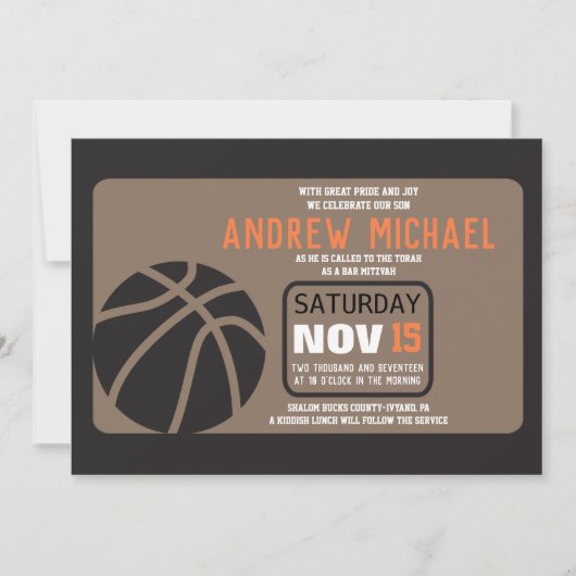 BASKETBALL Bar Mitzvah Einladung (Vorderseite)