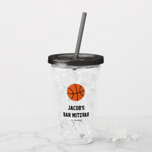 Basketball Bar Mitzvah Personalisiert Acryltrinkbecher