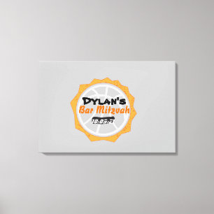 Basketball Bar Mitzvah-Zeichen auf Speicherkarte Leinwanddruck