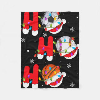 Basketball Baseball Soccer Christmas Ho Ho Ho Sant Fleecedecke