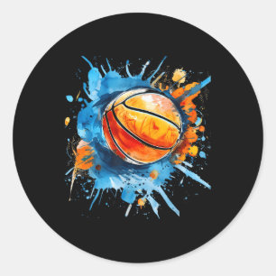 Basketball Basketball Basketball Hoop Farbiges Was Runder Aufkleber