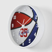 Basketball-Basketball für Rot-Weiß-Mädchen persona Uhr (Winkel)