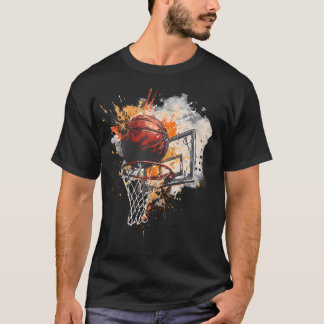 Basketball Basketball Korb Zeichnung Kunstwerk Bas T-Shirt