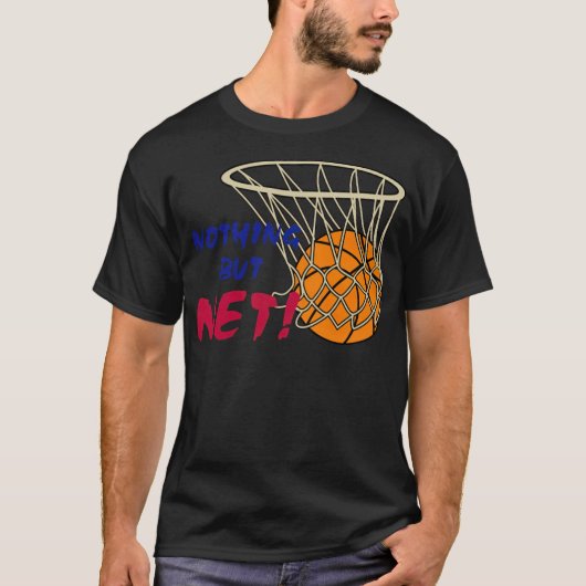 Basketball-Basketball, nichts außer Netzkorb, Bask T-Shirt (Vorderseite)