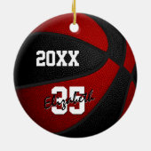 Basketball-Basketballmannschaft für rote schwarze  Keramik Ornament (Hinten)