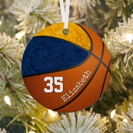 Basketball-Basketballmannschaft mit blauer goldfar Ornament Aus Metall (InSitu)