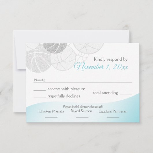 Basketball Bat Mitzvah Reaktion RSVP Karte (Vorderseite)