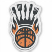 Basketball & BBQ im Hinterhof Aufkleber (Vorderseite)