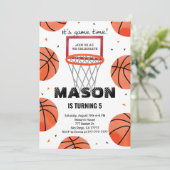 Basketball bearbeitet Geburtstagseinladung Einladung (Stehend Vorderseite)