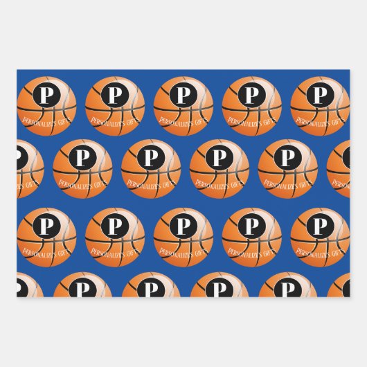 Basketball Benutzerdefinierter Monogrammname Geschenkpapier Set (Vorderseite 2)