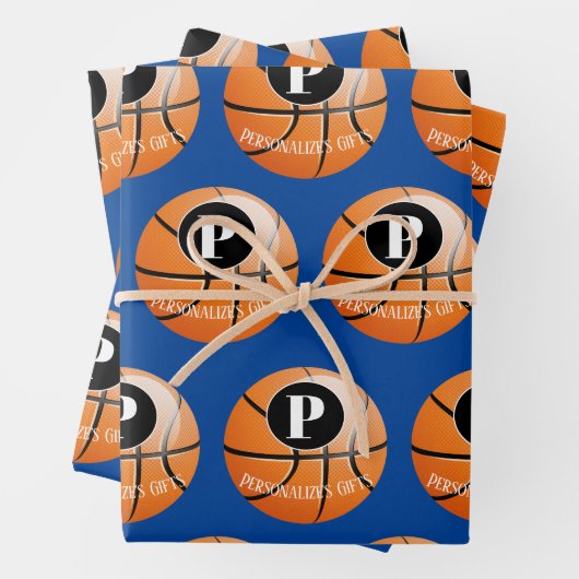 Basketball Benutzerdefinierter Monogrammname Geschenkpapier Set (Beispiel)