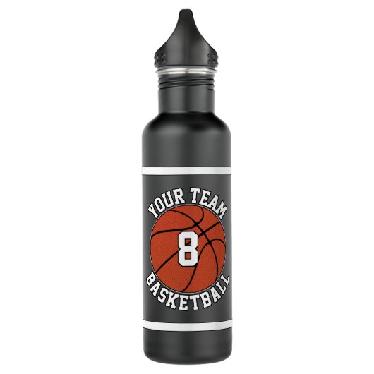 Basketball Benutzerdefinierter Teamname und Spiele Edelstahlflasche (Links)