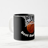 Basketball Bester Vater je nach Kundenwunsch Zweifarbige Tasse (Vorderseite Links)