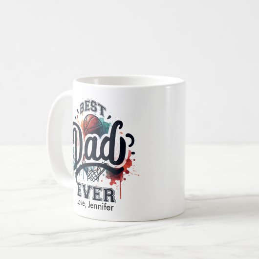 Basketball Bester Vater Vatertag Personalisiert Kaffeetasse (Vorderseite Links)