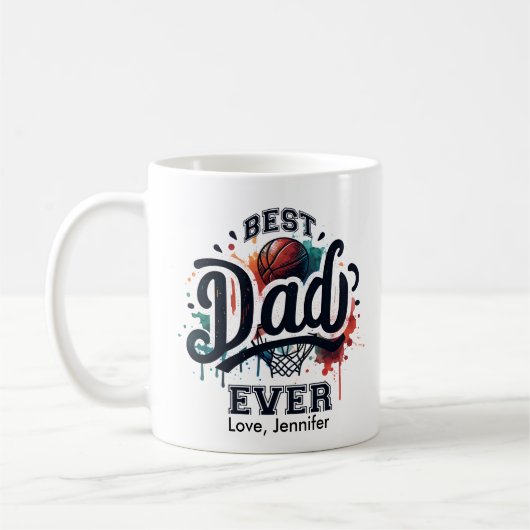 Basketball Bester Vater Vatertag Personalisiert Kaffeetasse (Links)