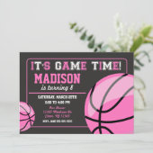 Basketball Birthday Einladung Chalkboard Girl (Stehend Vorderseite)