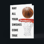 Basketball Birthday Funny Karte<br><div class="desc">Kreative Basketball-Geburtstagskarte mit Basketballdesign und lustiger Linie für Ball-,  Coach- oder Mannschaftssportfans. Text bearbeiten,  um Namen hinzuzufügen.</div>