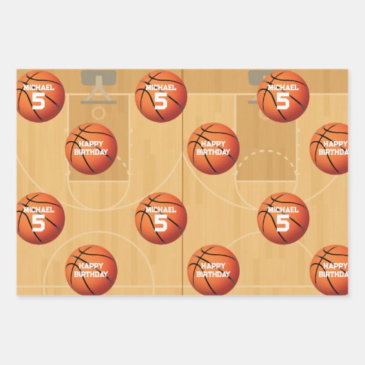 Basketball Birthday Geschenkpapier Set (Vorderseite 2)