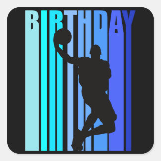 Basketball Birthday Mens Kids CHildren Cool Funky Quadratischer Aufkleber