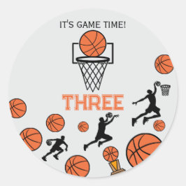 Basketball Birthday Party Invitation Runder Aufkleber