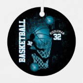 Basketball 🏀 - Black and Baby Blue Ornament Aus Metall (Vorderseite)