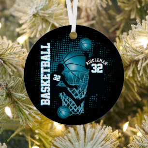 Basketball 🏀 - Black and Baby Blue Ornament Aus Metall