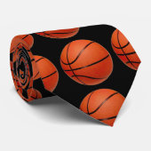 Basketball Black Custom Krawatte (Gerollt)