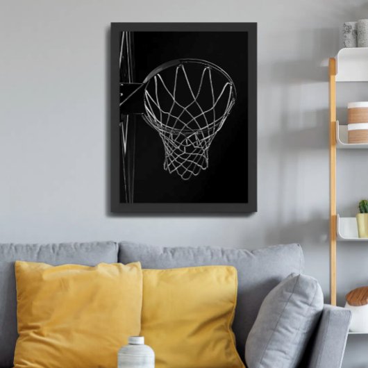 Basketball Black Minimalistisch Hoop Foto Poster