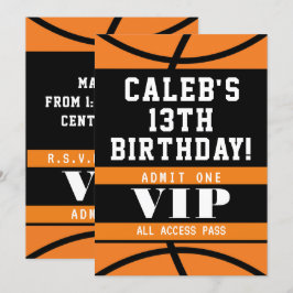 Basketball Black Orange Geburtstagsparty Einladung