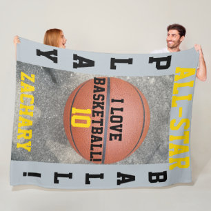 Basketball Blau Grau Team Spieler Name Nummer Fleecedecke