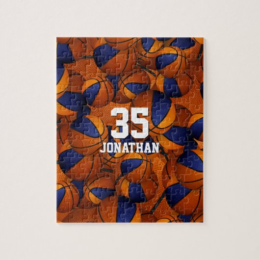 Basketball, blau-orange Jungs Mädchen Mannschaftsf Puzzle (Vertikal)