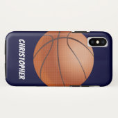 Basketball, Blau, Personalisierter Name Case-Mate iPhone Hülle (Rückseite (Horizontal))