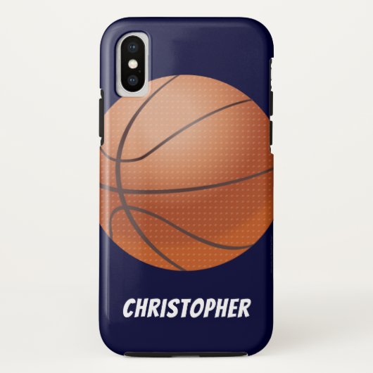 Basketball, Blau, Personalisierter Name Case-Mate iPhone Hülle (Rückseite)