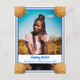 Basketball Blau & Schwarz Abschluss Ankündigungspostkarte