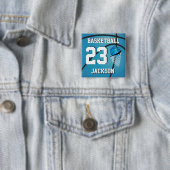 Basketball Blau und Weiß | Personalisieren Button (Beispiel)
