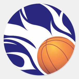 Basketball Blau und Weiß Runder Aufkleber