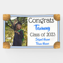 Basketball Blue & Black One Foto Abschluss Banner