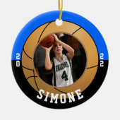 Basketball Blue Black Team Keramik Ornament (Vorne)