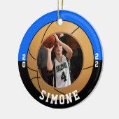 Basketball Blue Black Team Keramik Ornament (Links)