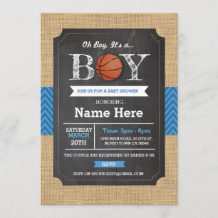 BasketBall Blue Boy Baby Showsport Einladung