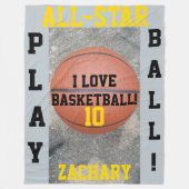 Basketball Blue Gray Team Spielernummer Fleecedecke (Vorderseite)