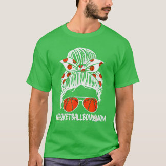 Basketball Bonus Mama Leben Leopard Messy Bun Mutt T-Shirt