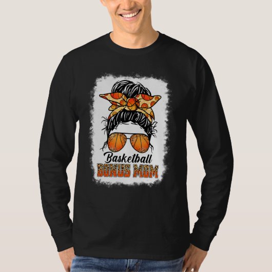 Basketball Bonus Mama Messy Bun Game Day T-Shirt (Vorderseite)