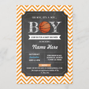 BasketBall Boy Baby Dusche Orange Sports Einladung