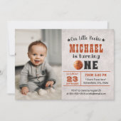 Basketball Boy Foto 1. Geburtstag Party Einladung (Vorderseite)