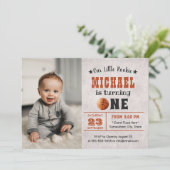 Basketball Boy Foto 1. Geburtstag Party Einladung (Stehend Vorderseite)