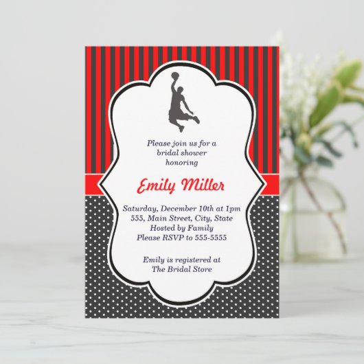 Basketball Bridal Dusche Einladung (Stehend Vorderseite)