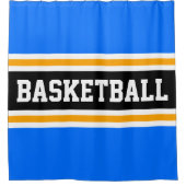 BASKETBALL Bright Blue Black Yellow Racing Stripes Duschvorhang (Vorderseite)